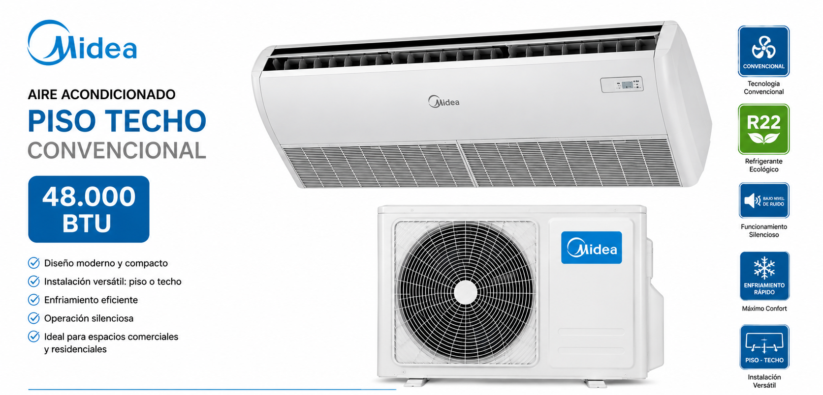 Midea Piso Techo Convencional 48.000 BTU